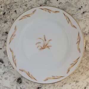 Abalone China Wheat Pattern Bread Plate 6.5" White Gold Trim Vintage China